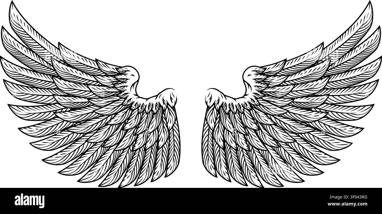 Bird Feather Angel Eagle Wings Pegasus Design Stock Vector