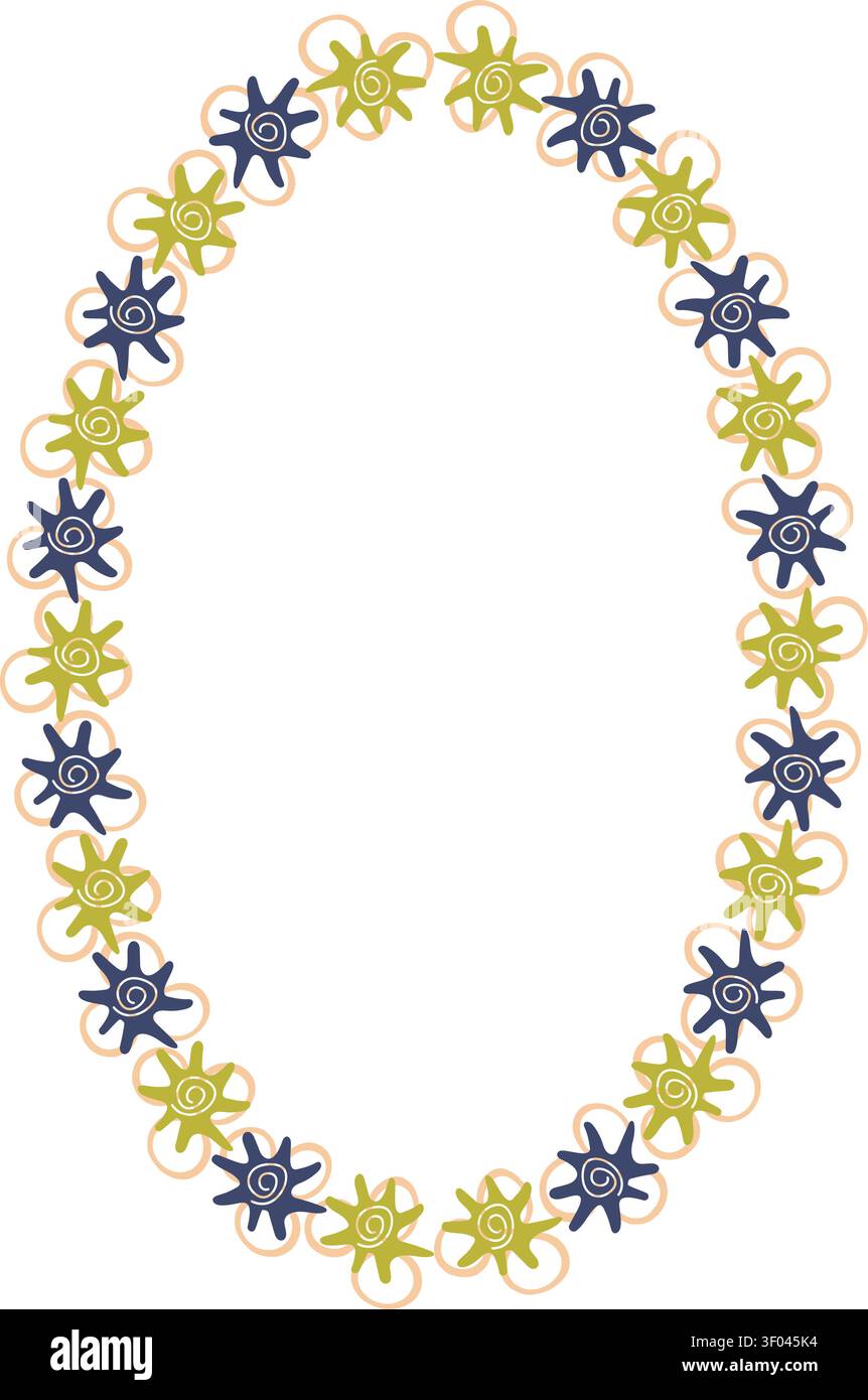 Doodle frame with colorful elements. Trendy graphic template. Cute empty frame box Stock Vector