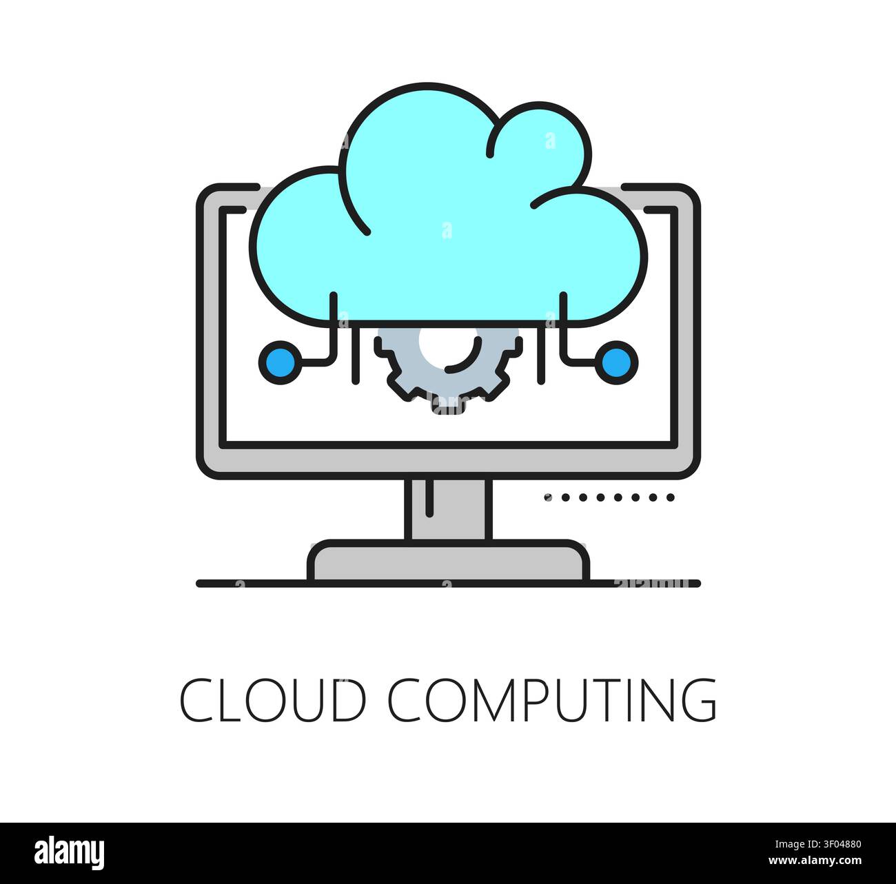 Software cloud computing program code line icon or sign. Software development linear icon, program code programing sign. Application technology symbol Stock Vector