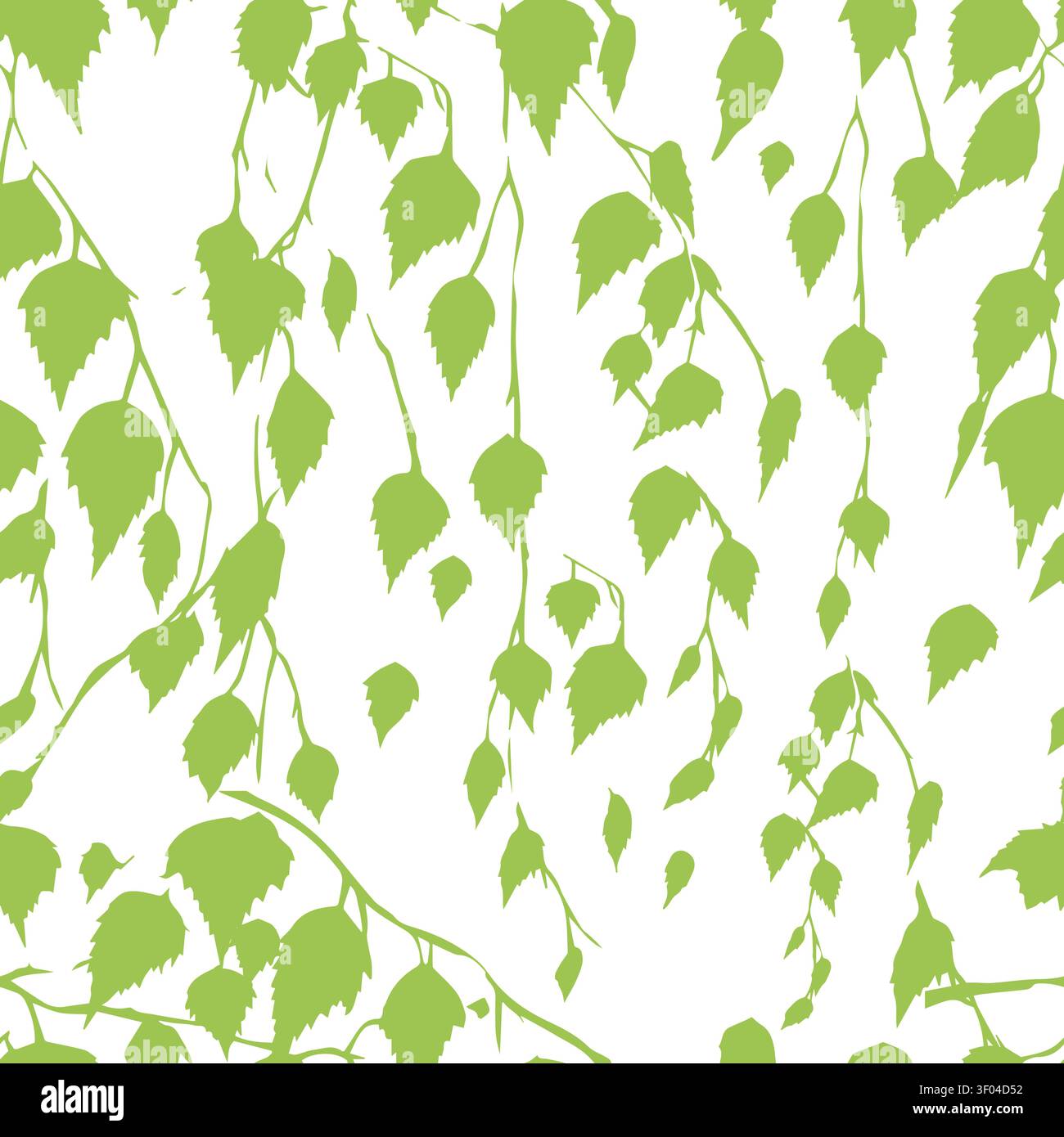 Birch seamless pattern. Hand drawn. Not AI, vector illustration. Stock Vector