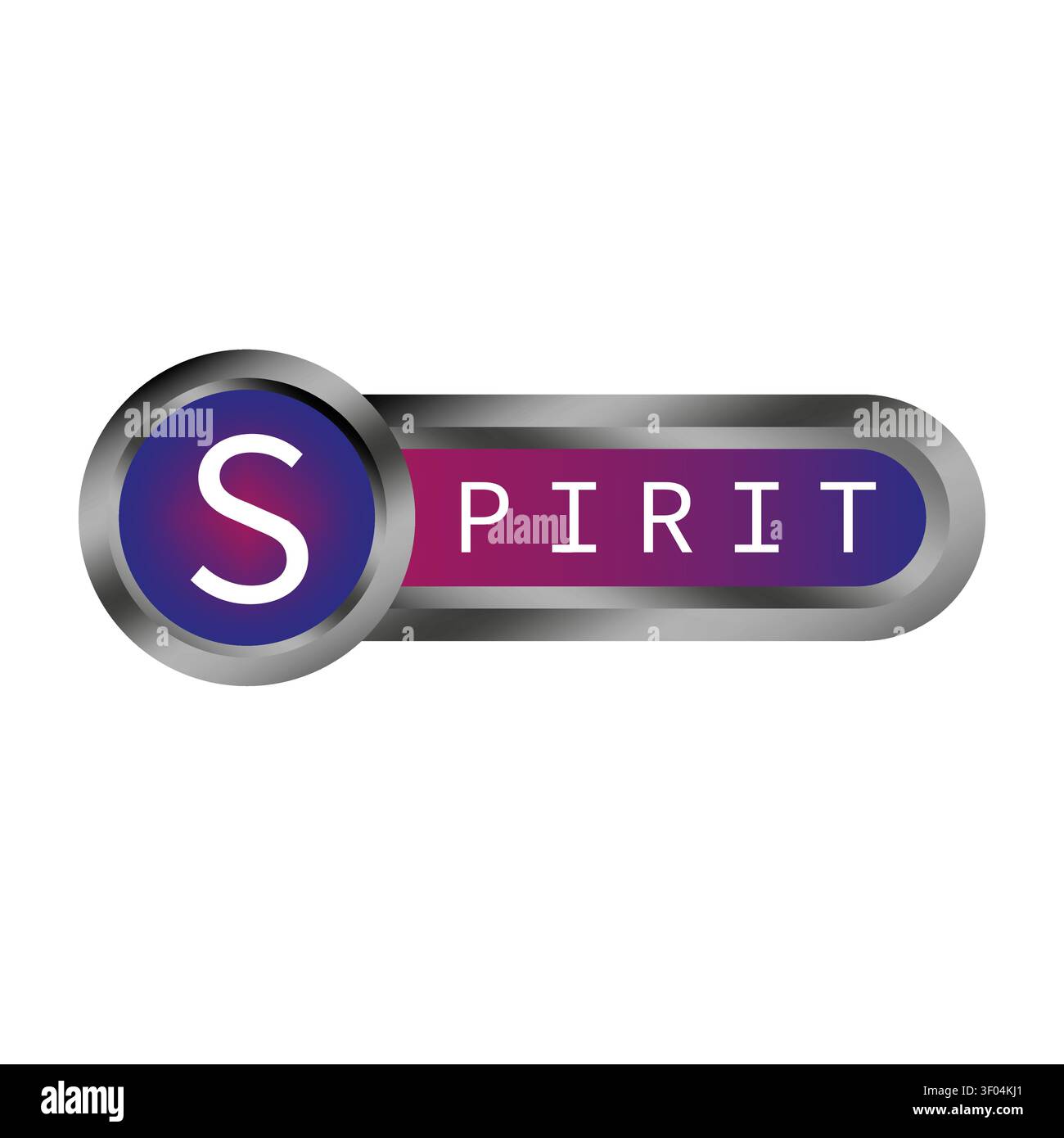 Spirit text glossy button color vector element features shiny UI. The metallic interface concept visualizes web design. Stock Vector