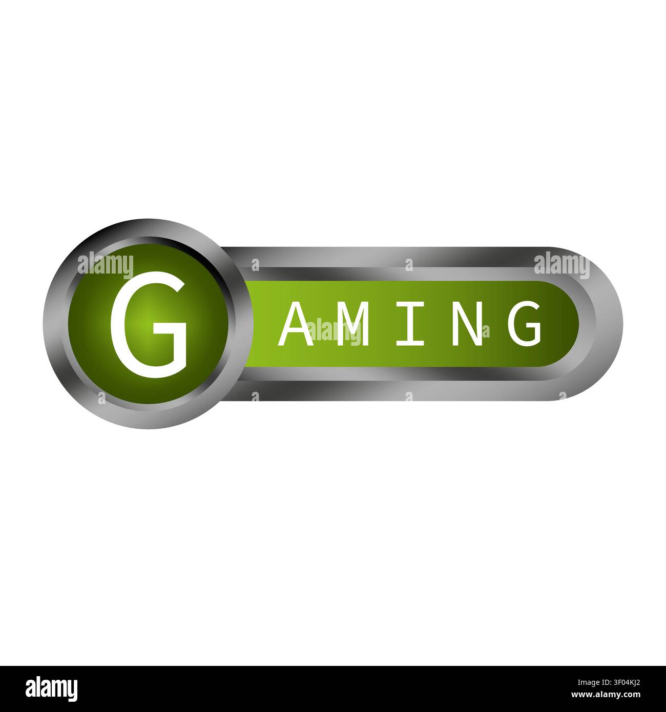 Gaming text glossy button color vector element features shiny UI. The metallic interface concept visualizes game designs. Stock Vector