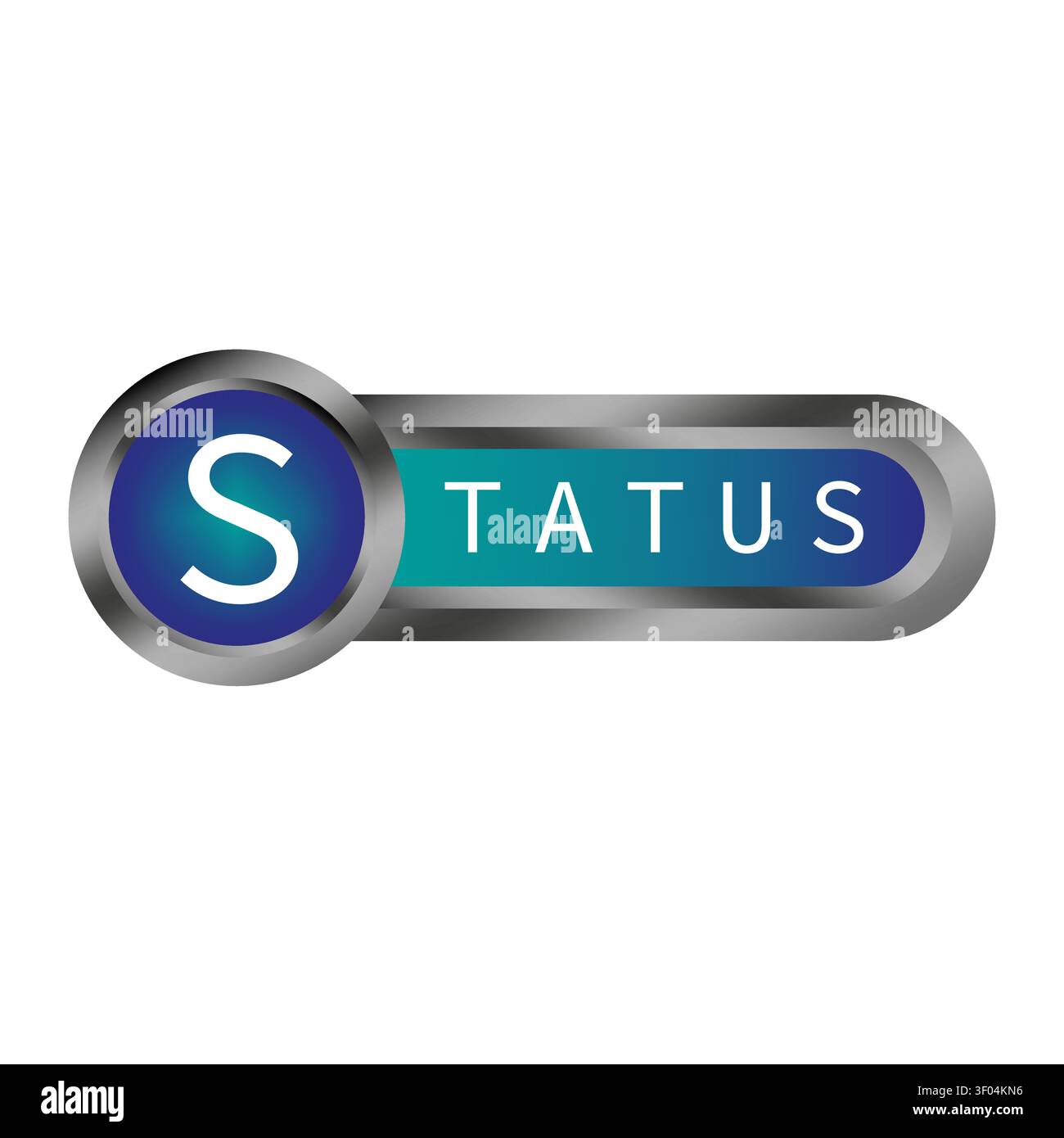 Status text glossy button color vector element features shiny UI. The metallic interface concept highlights web designs. Stock Vector