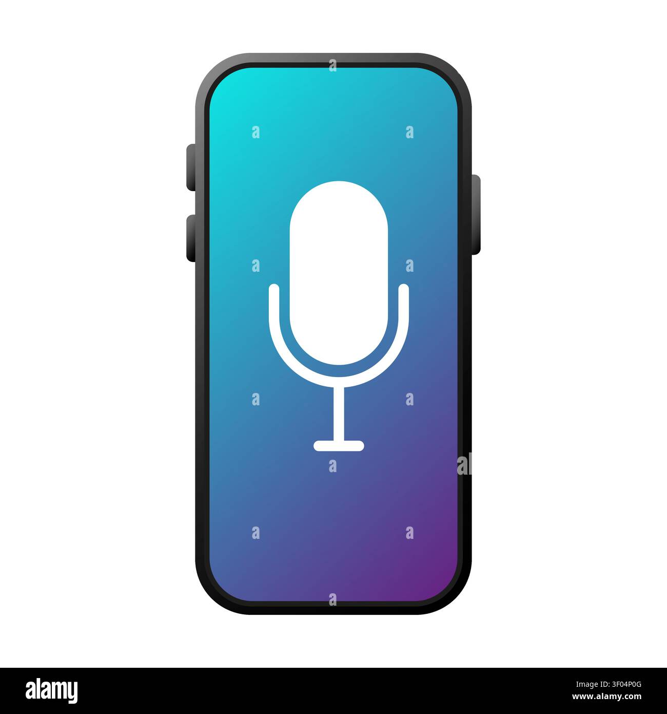 Voice recording smartphone gradient vector icon features microphone display. The digital assistant visualizes mobile apps. Stock Vector