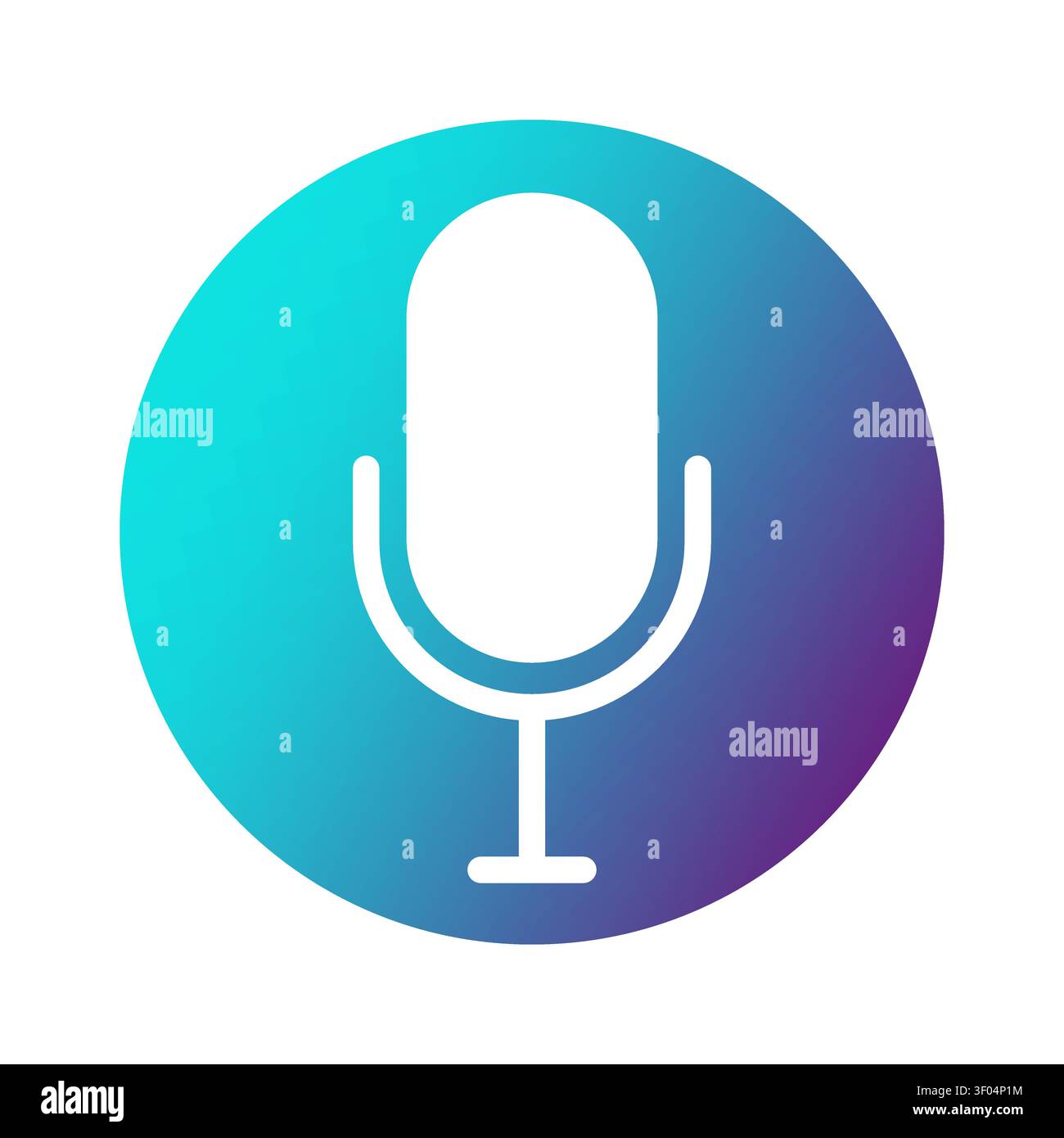 Voice recognition button gradient vector element features microphone sign. The digital audio concept enhances app designs. Stock Vector