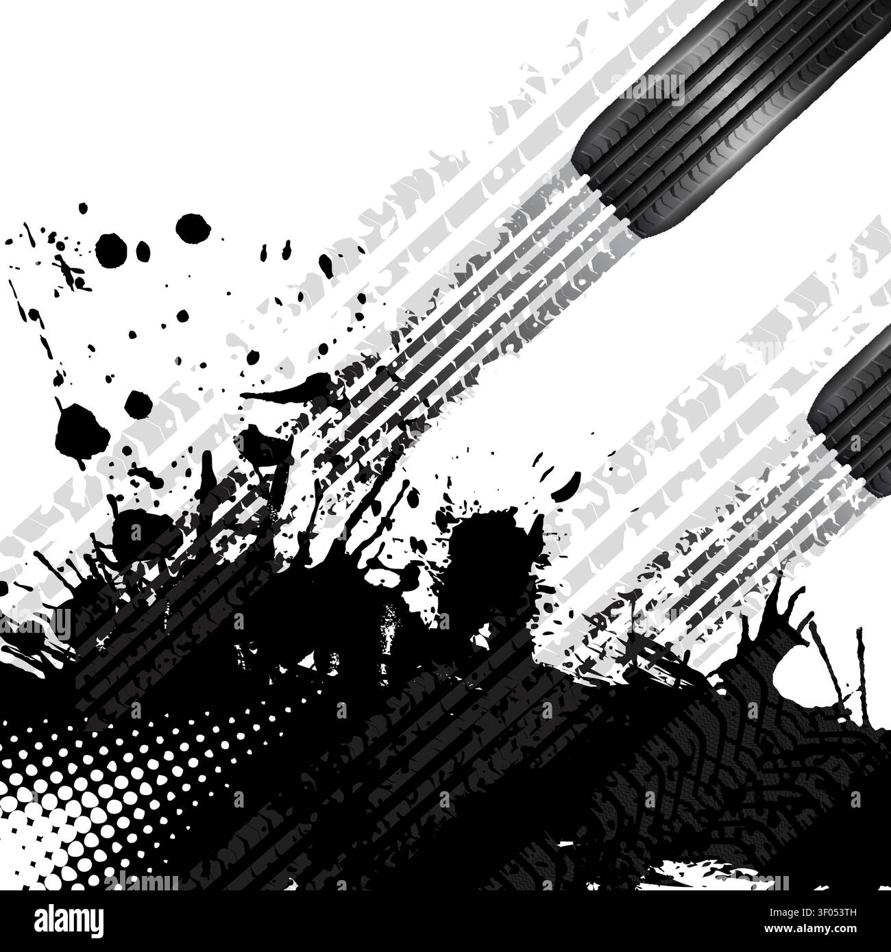 Racing Concept - Flags, Tires and Tracks, grunge vector background Stock Vector