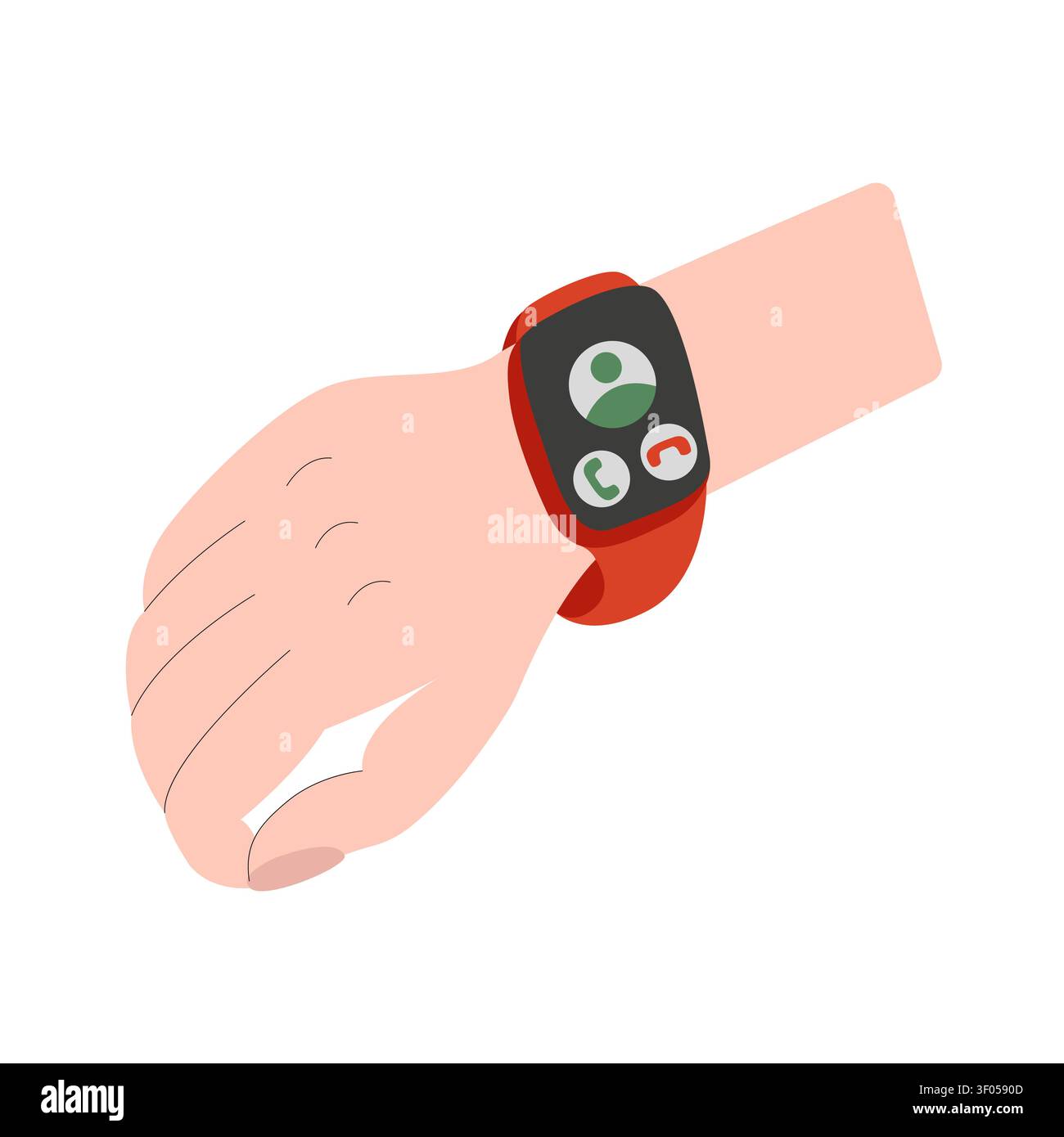 Smart watch with incoming call on hand Stock Vector