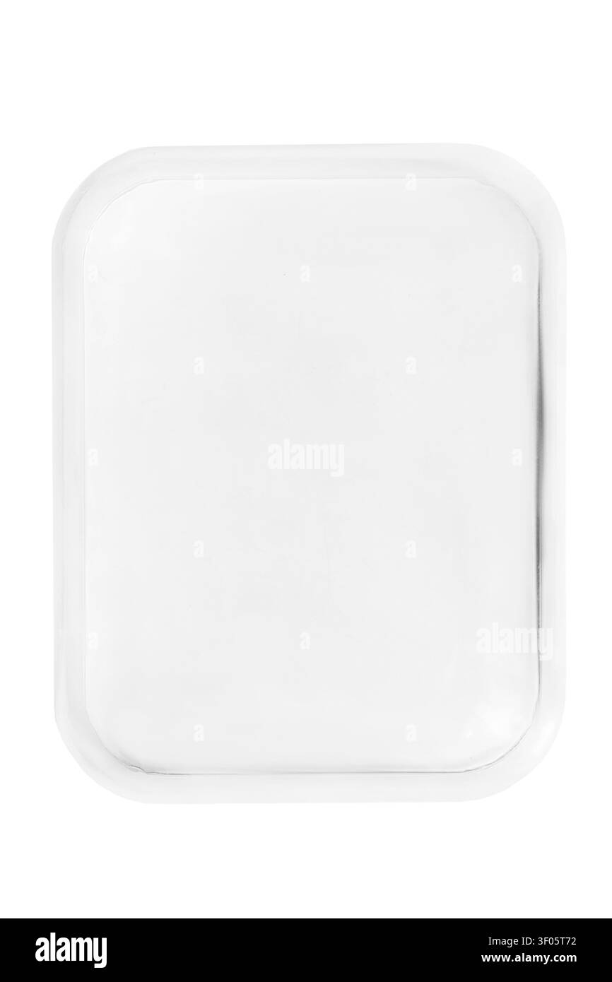 Blank transparent plastic cover isolated on white background Stock Photo