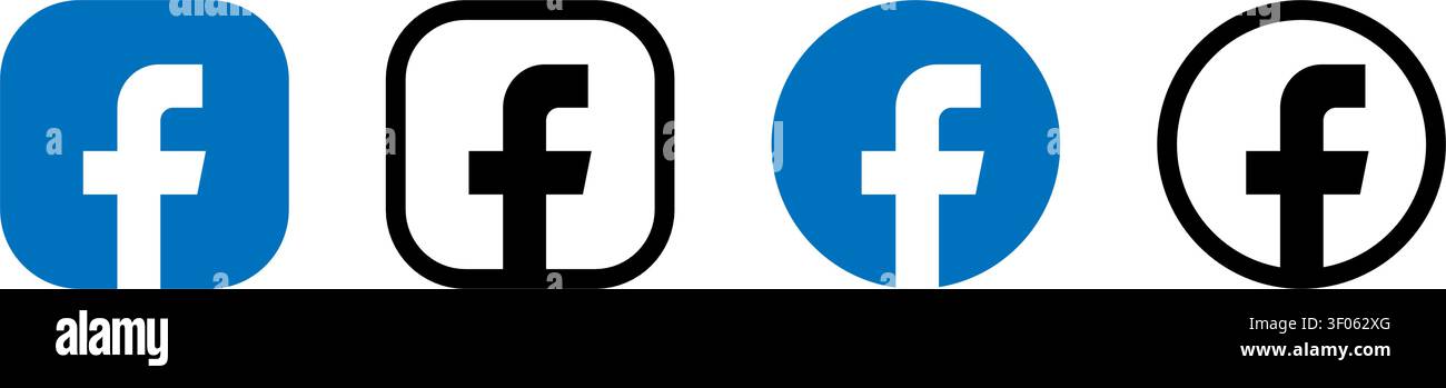 Facebook icon logo set Stock Vector