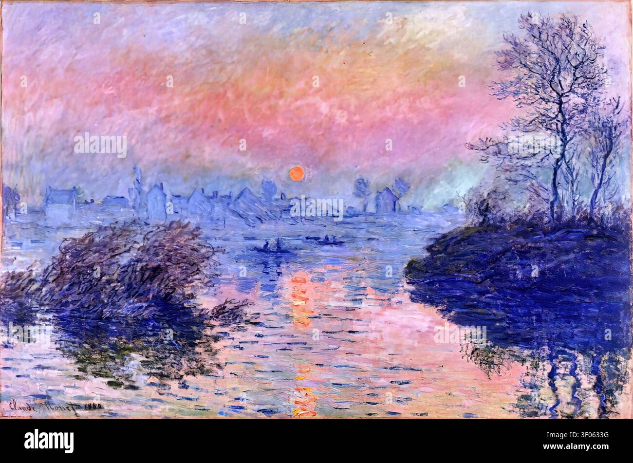 Claude monet sunset on the seine hi-res stock photography and