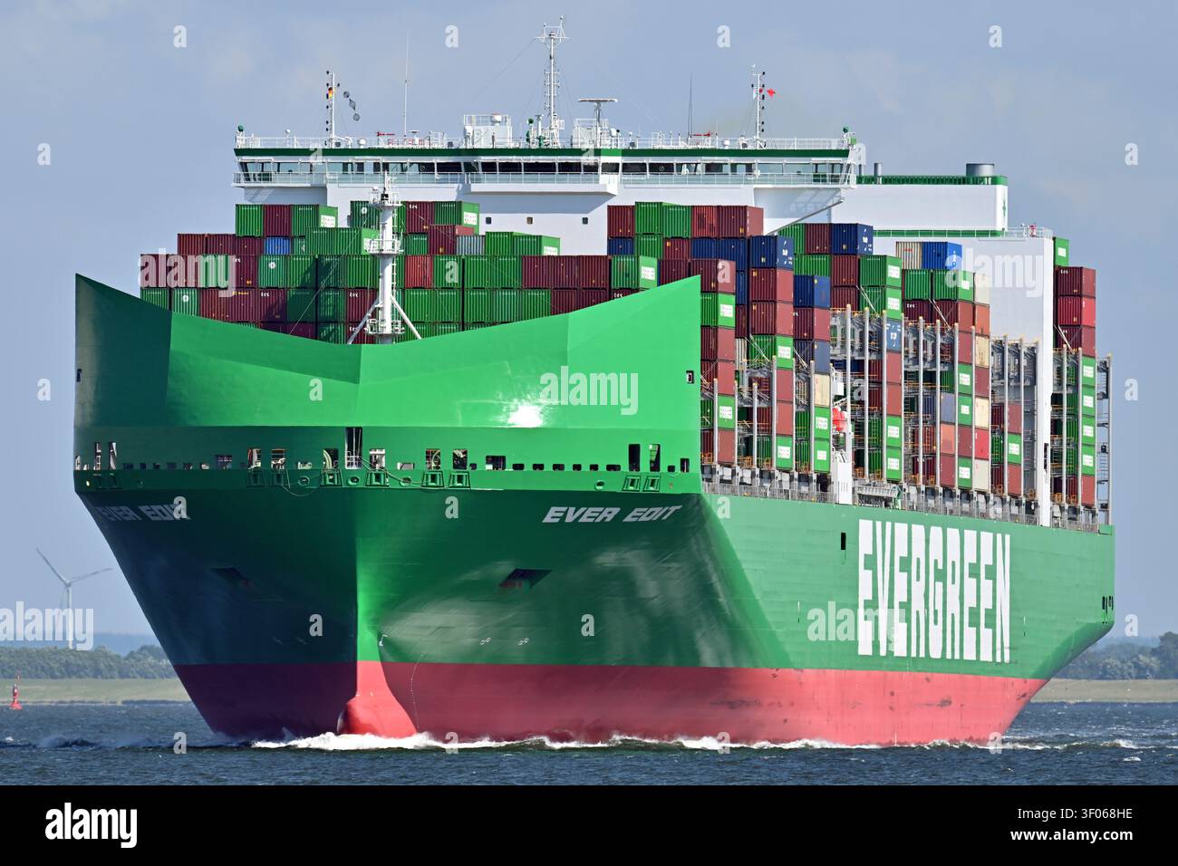 Containership EVER EDIT passing Cuxhaven Stock Photo