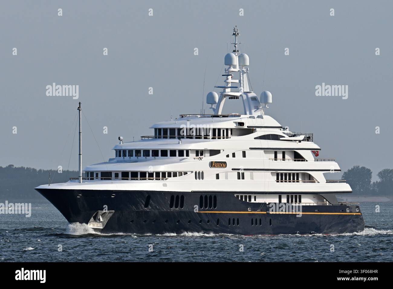 Superyacht FREEDOM at the Kiel fjord Stock Photo