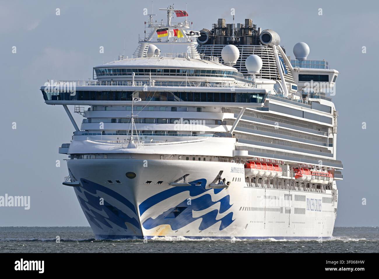 Cruiseship SAPPHIRE PRINCESS arrives at the port of Kiel Stock Photo