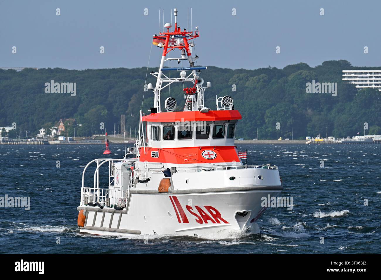 Rescue boat BERLIN at the Kiel fjord Stock Photo