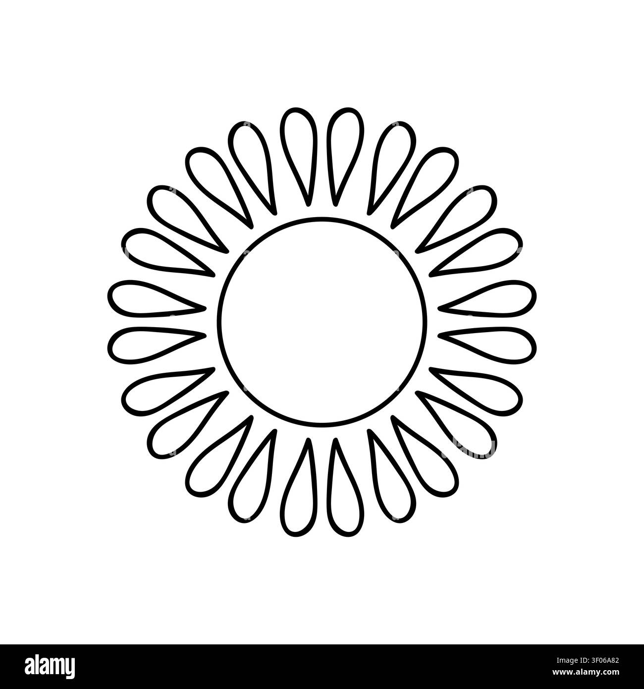 Monochrome sun icon. Abstract sun with segmented rays, isolated on white background. Simple element Stock Vector
