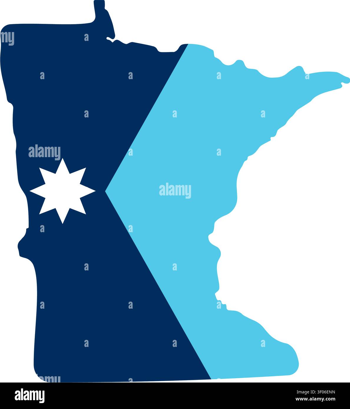Minnesota State Map with North Star Flag. Modern Flat Vector Stock Vector