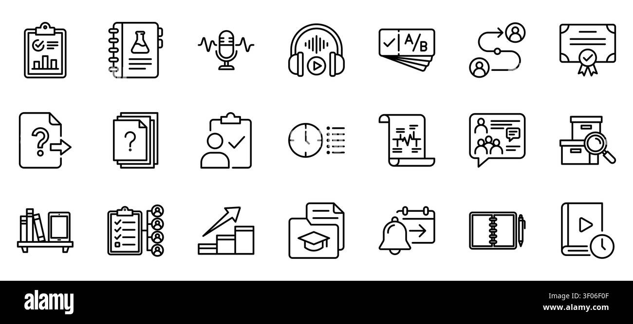 online education e-learning school course linear vector icon set Stock Vector