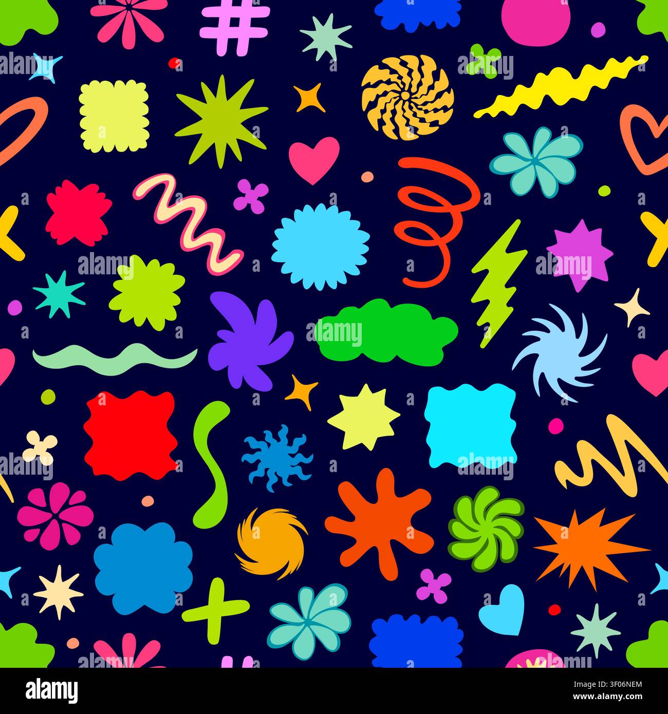 Funky groovy shapes, Y2K bubbles seamless pattern Stock Vector