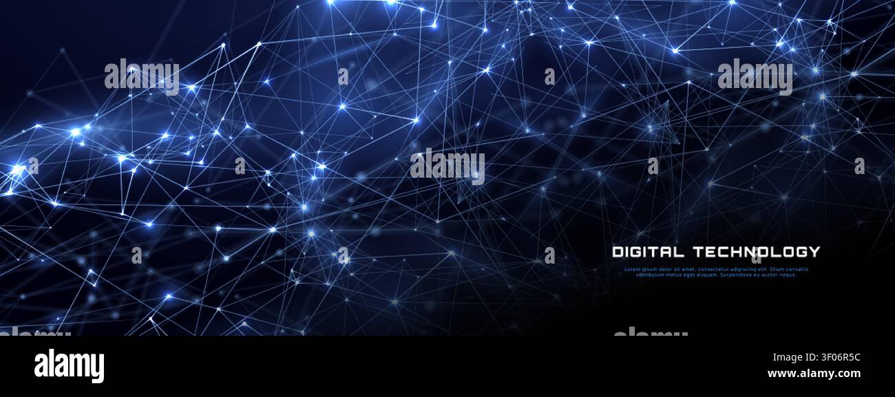Digital Network Background With Glowing Connection Lines Stock Vector