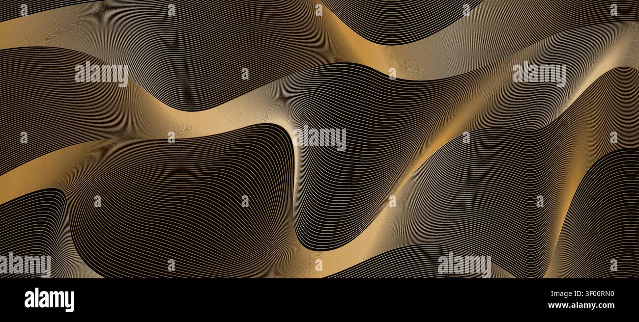 Luxury golden stripe line waves background Stock Vector