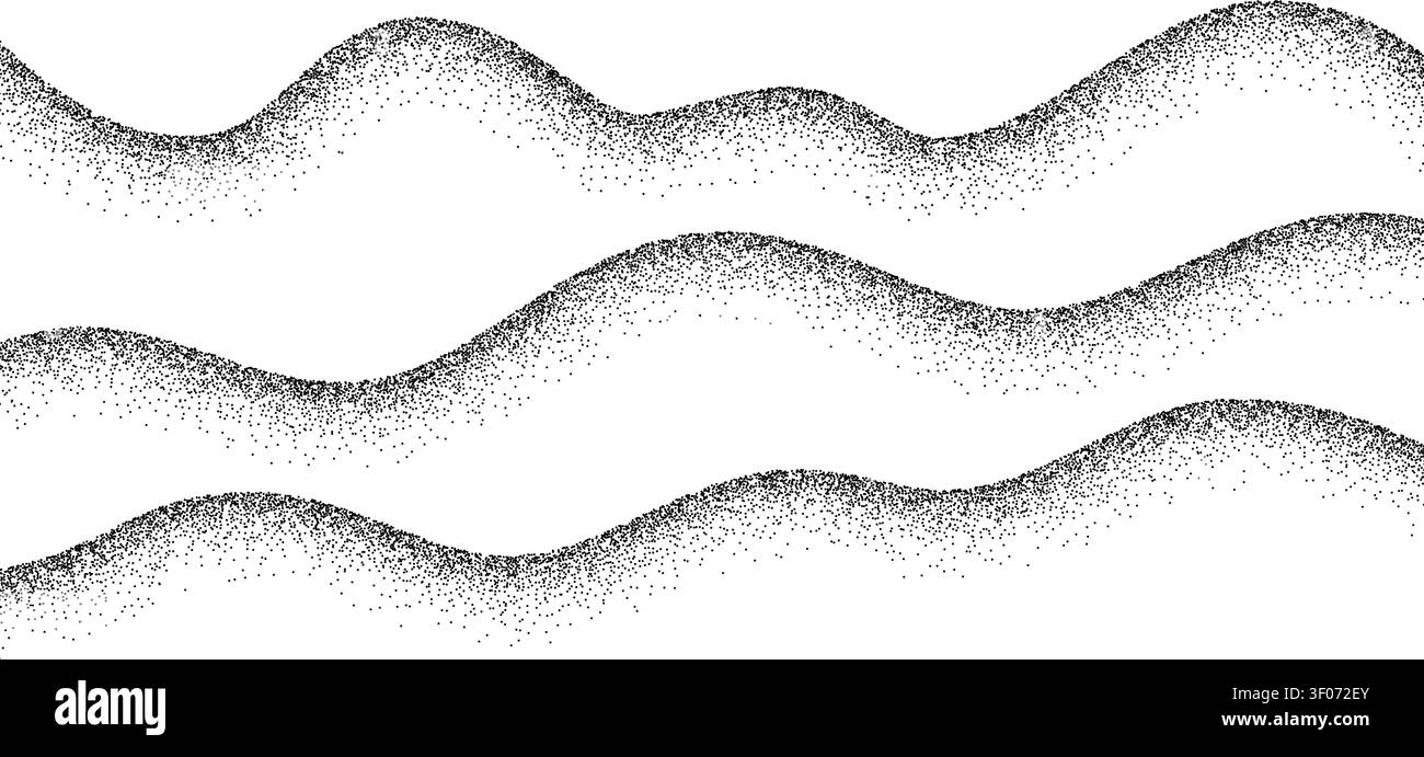 Grain wave pattern with dot noise texture. Abstract gradient background featuring stipple line and flowing curve for modern design projects. Stock Vector