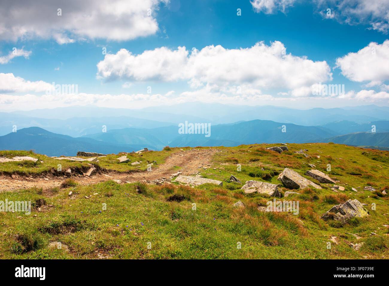 carpathian mountain landscape in august. scenic alpine terrain of ukraine in the afternoon. background image for hiking through chornohora ridge. popu Stock Photo