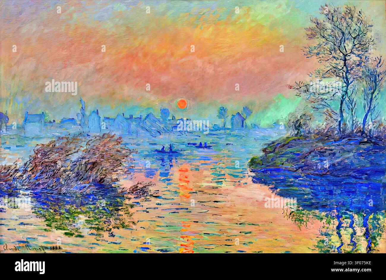 Claude monet sunset on the seine hi-res stock photography and