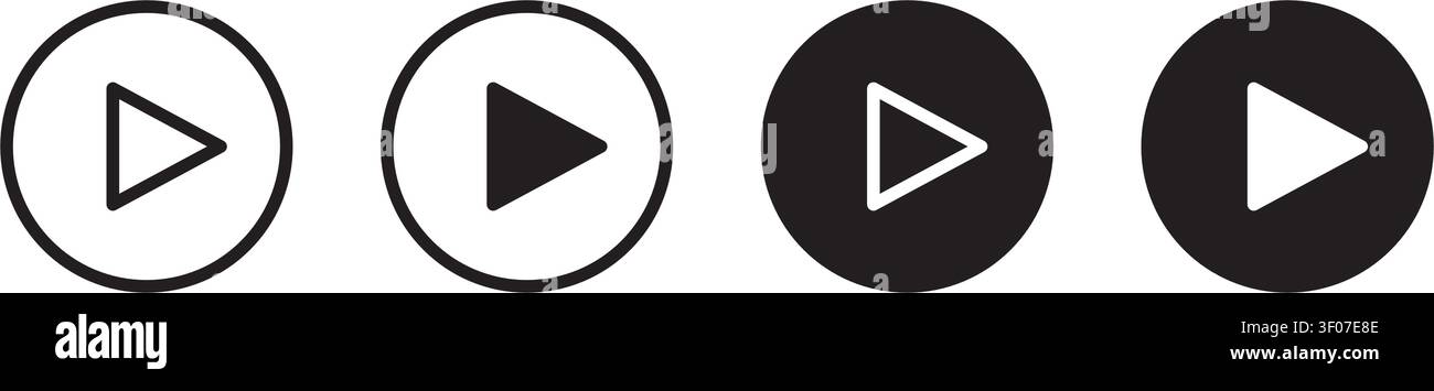 Play video player icon set Stock Vector