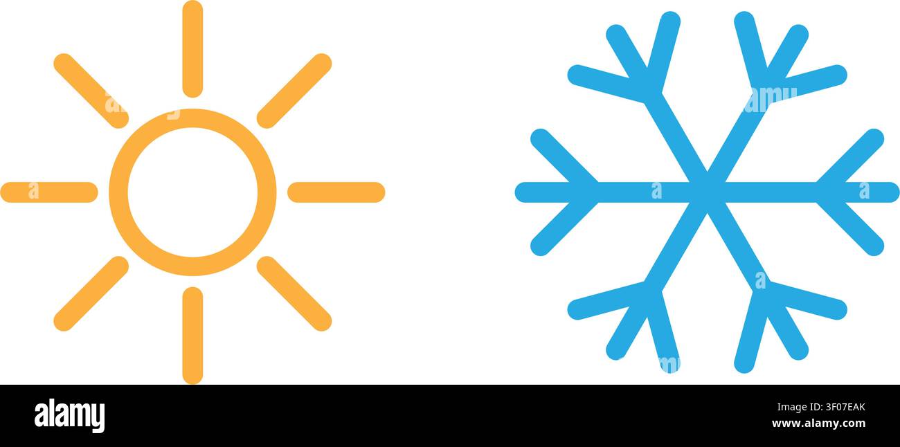 Sun and snowflake icons simple design Stock Vector