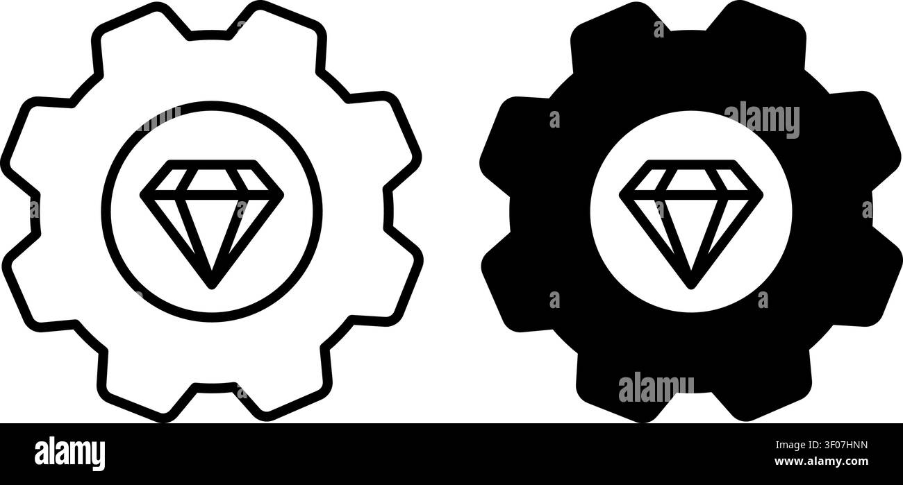 Operational excellence gear diamond icon Stock Vector