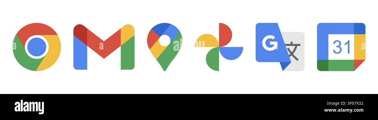 Google apps programs icon set Stock Vector