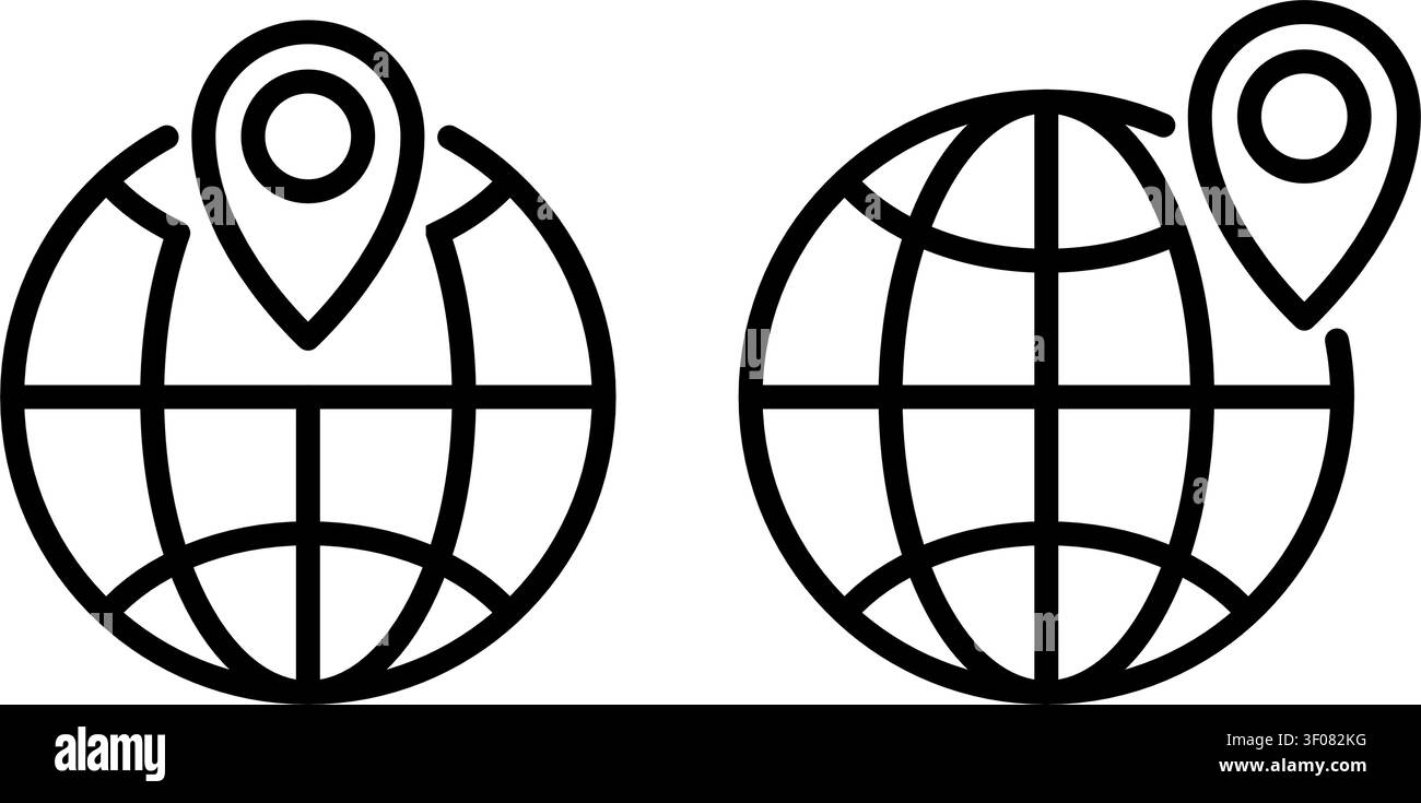 Globe planet with pin icon Stock Vector