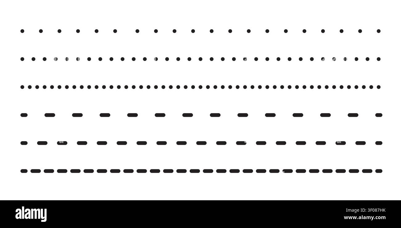 Types long dashed line set Stock Vector