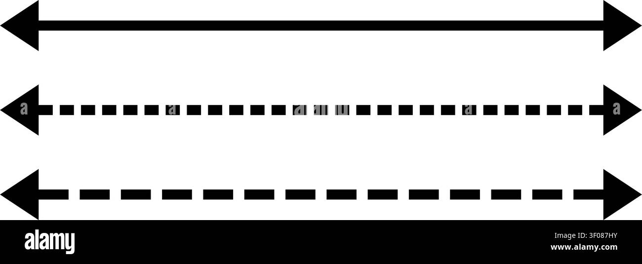Straight dashed arrow icon set Stock Vector