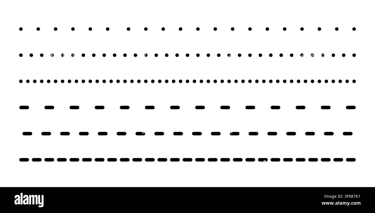 Types long dashed line set Stock Vector