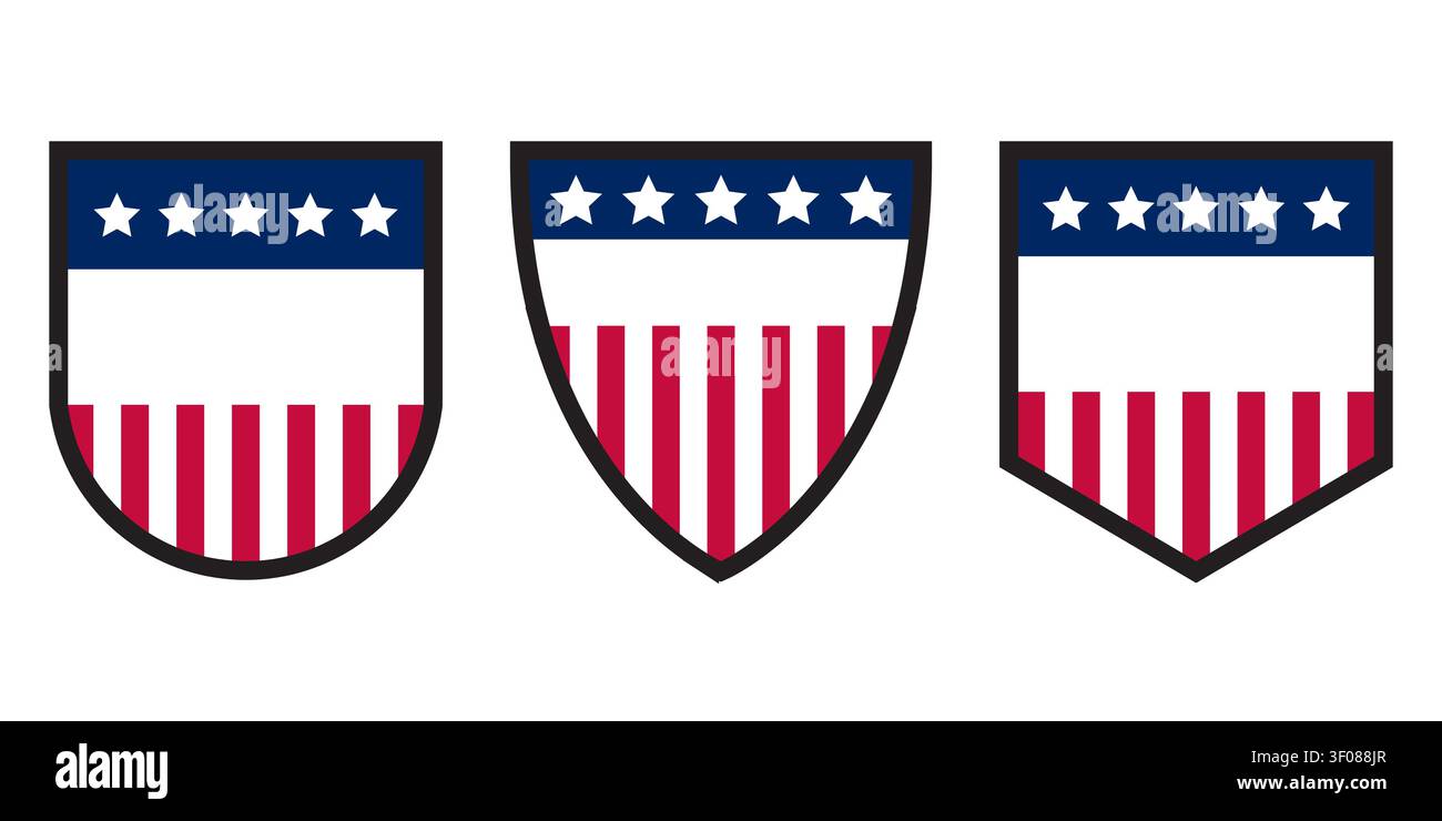 Usa stickers flag labels icon set Stock Vector