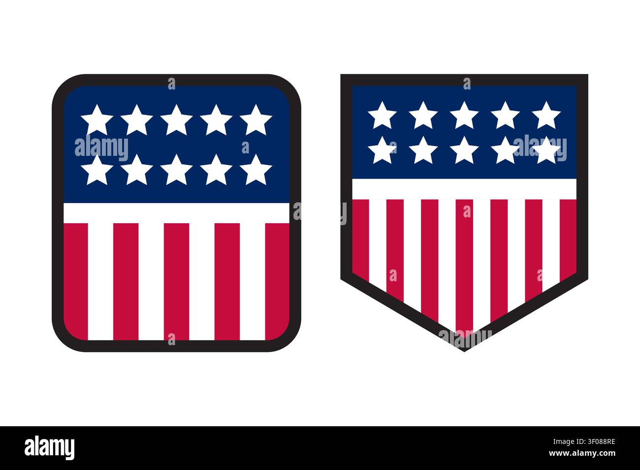 Usa stickers flag labels icon set Stock Vector