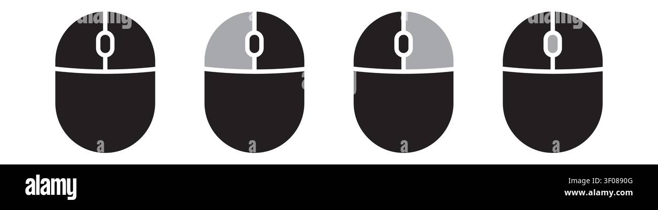 Computer mouse icons with buttons set Stock Vector