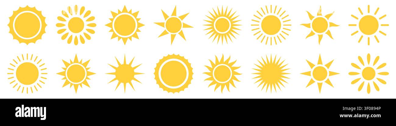 Sun icon symbol set simple design Stock Vector