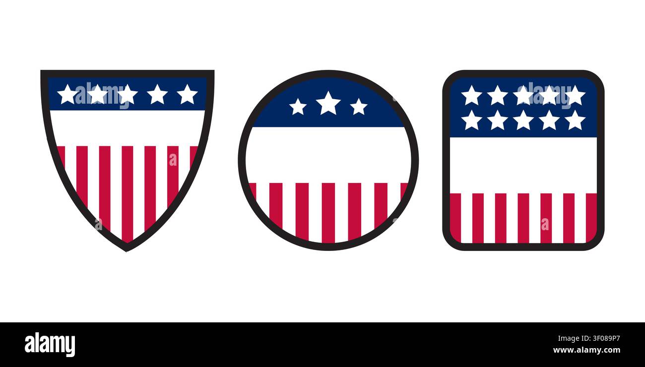 Usa stickers flag labels icon set Stock Vector