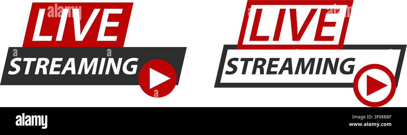 Live Streaming Badges Modern Broadcast Graphic Set Stock Vector