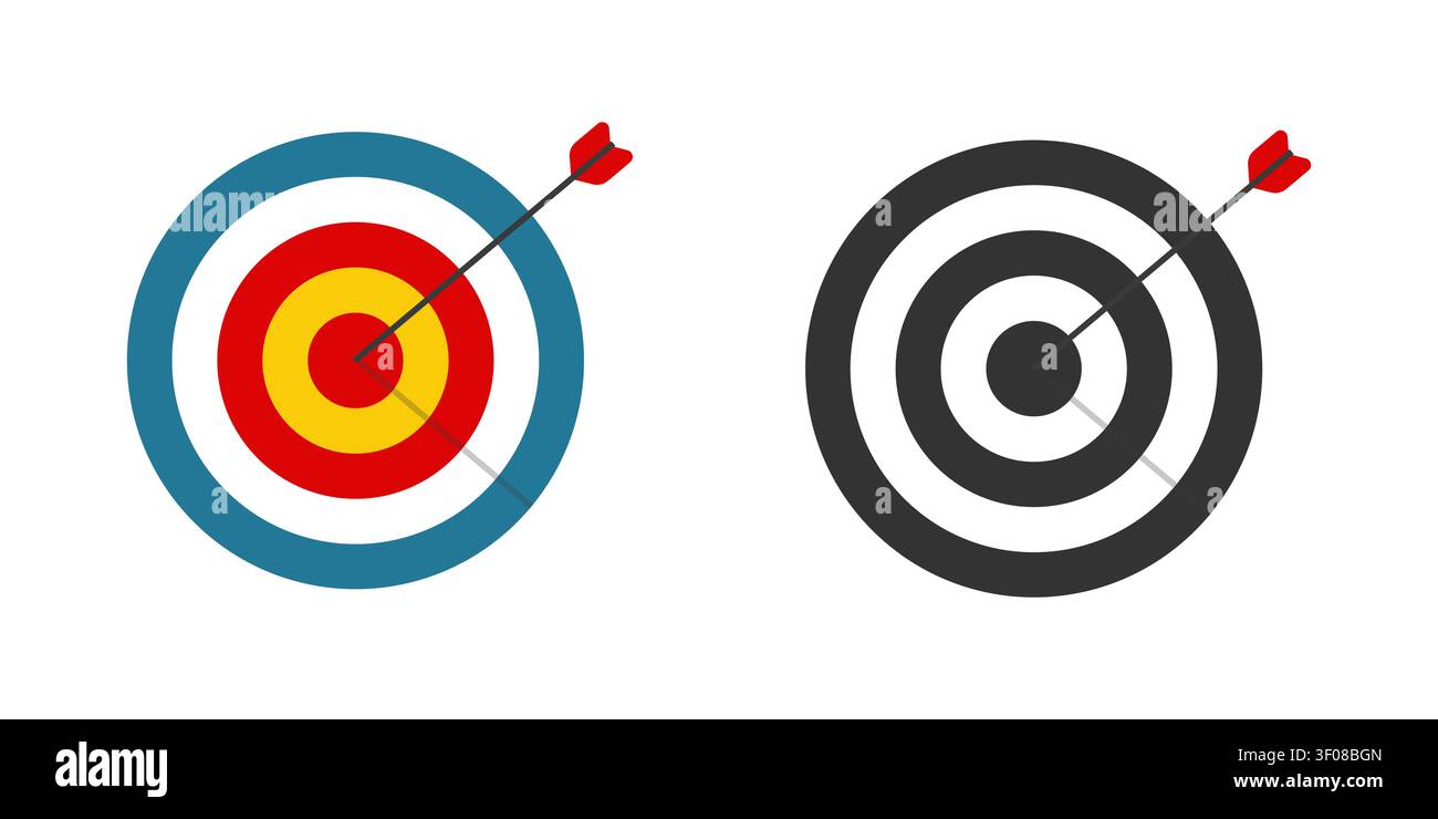 Target Boards With Arrows Flat Vector Icon Set Stock Vector