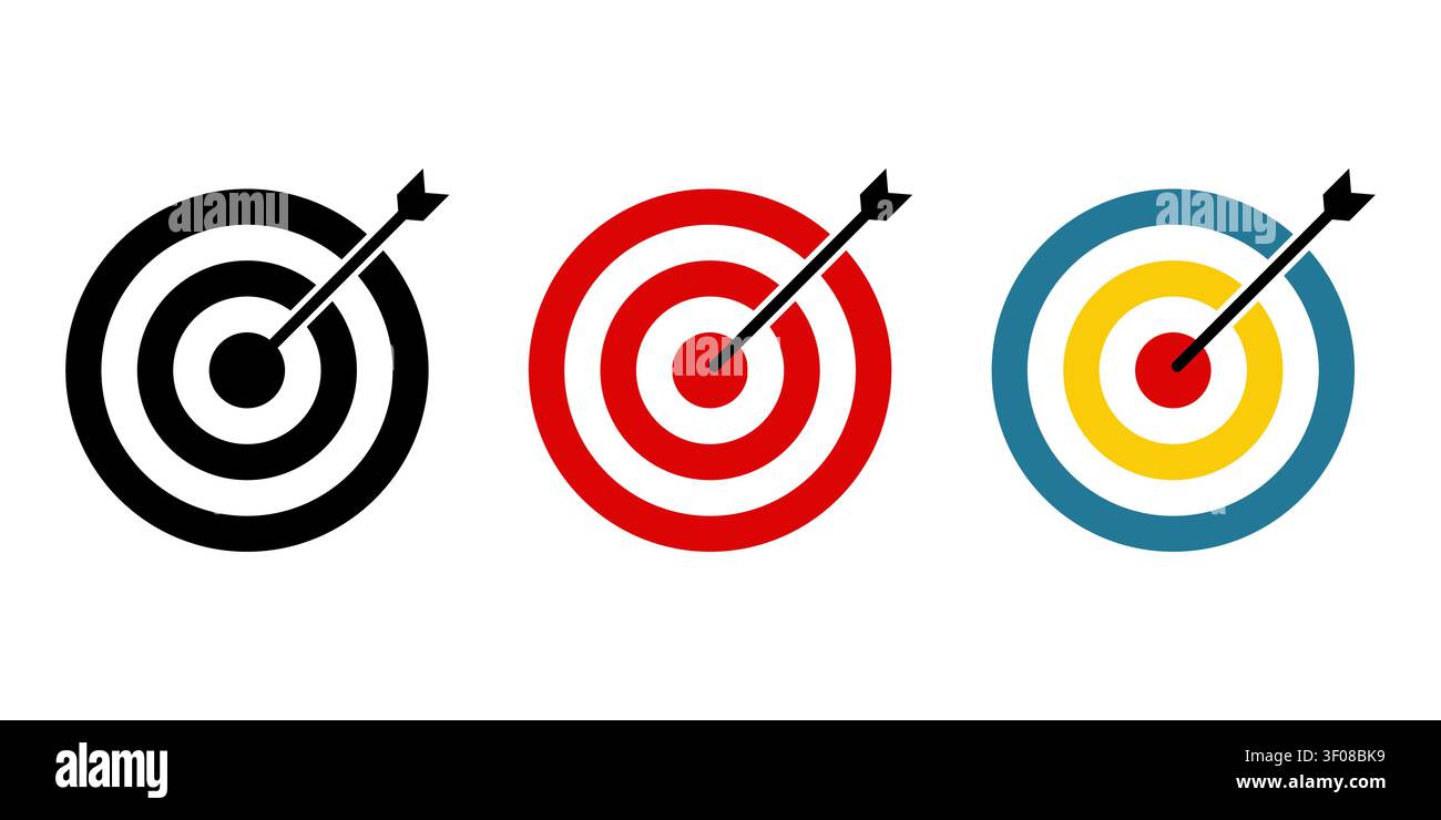 Target Boards With Arrows Flat Vector Icon Set Stock Vector