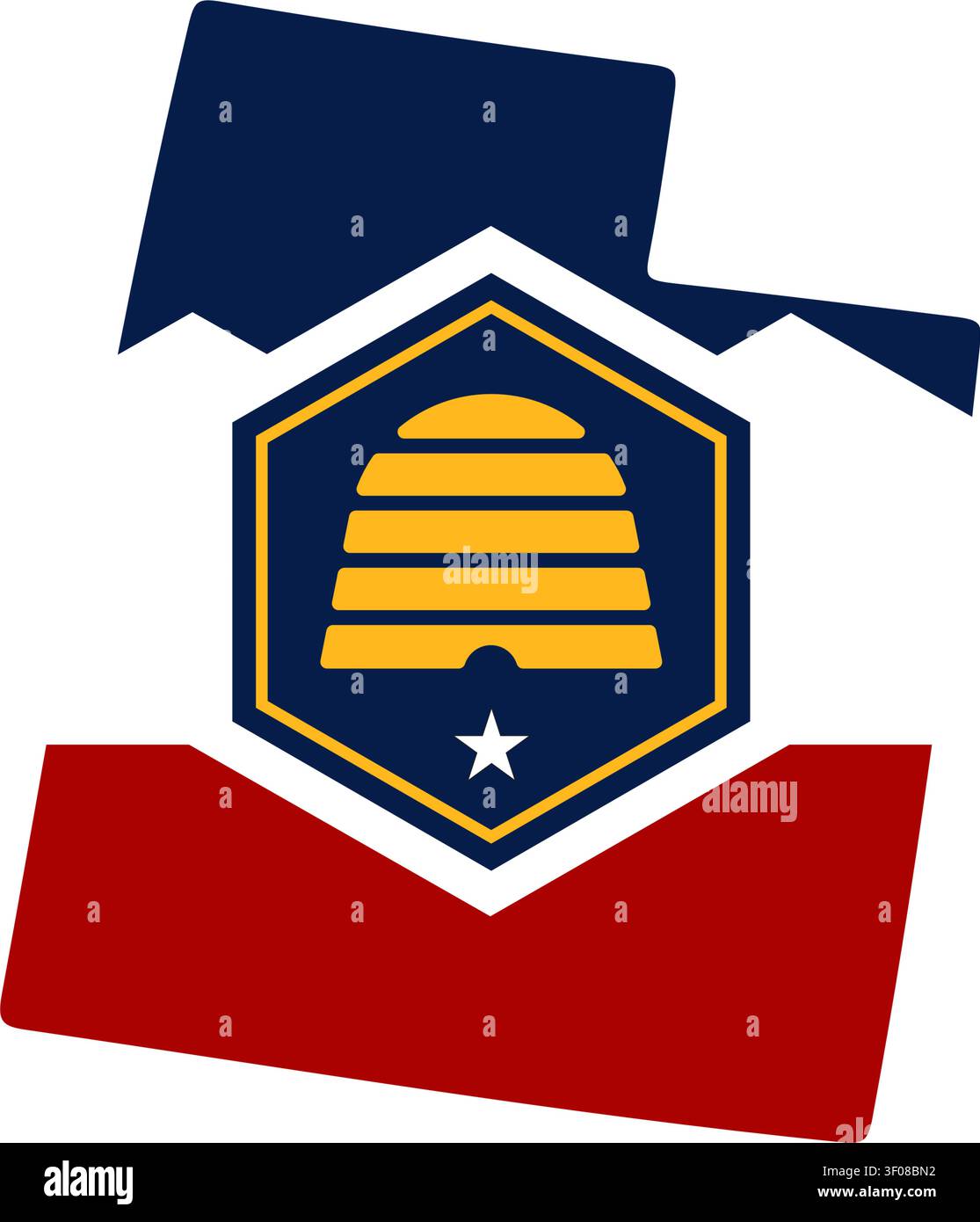 Utah Map with Beehive Emblem. Flat Vector State Symbol Stock Vector