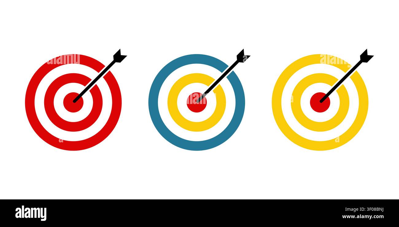 Target Boards With Arrows Flat Vector Icon Set Stock Vector