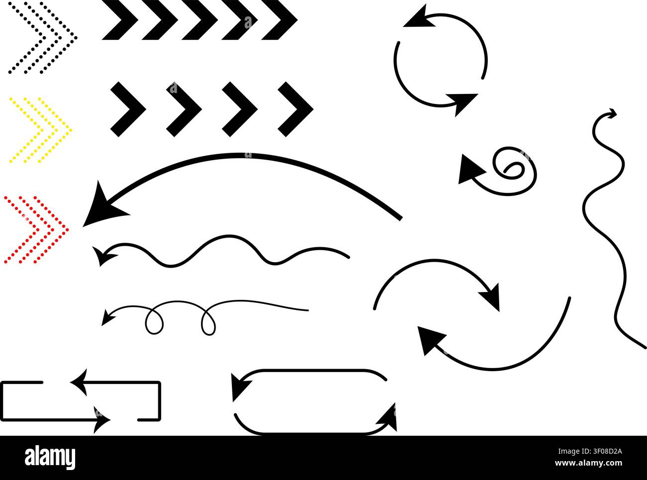 Collection of various arrows and pointers on transparent background Stock Vector