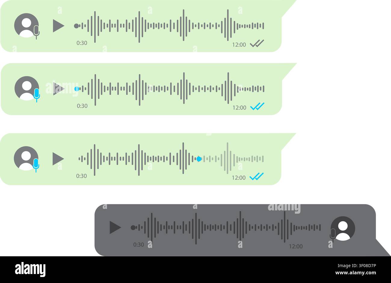 Voice Message Bubbles on Mobile Screen Stock Vector