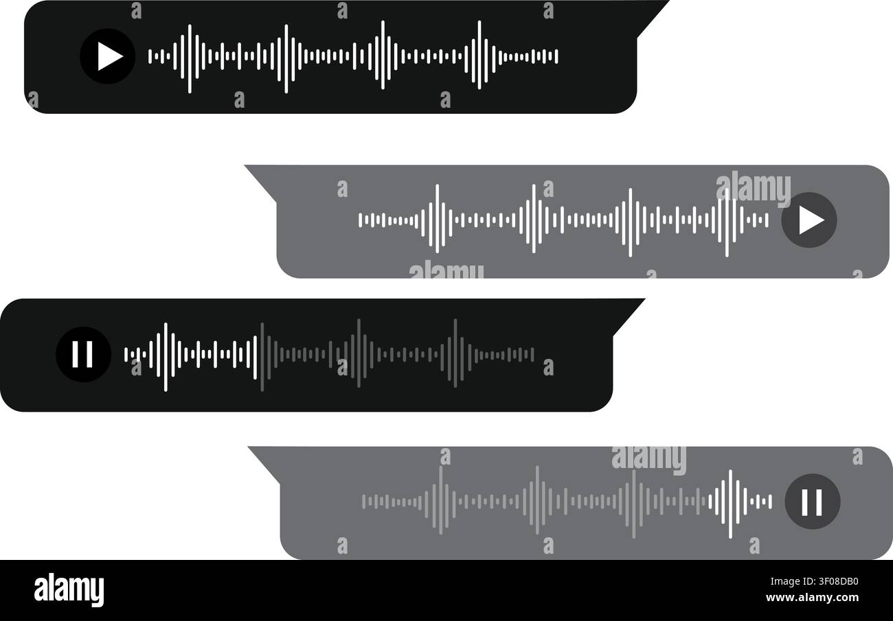 Audio waveform voice message icons set Stock Vector