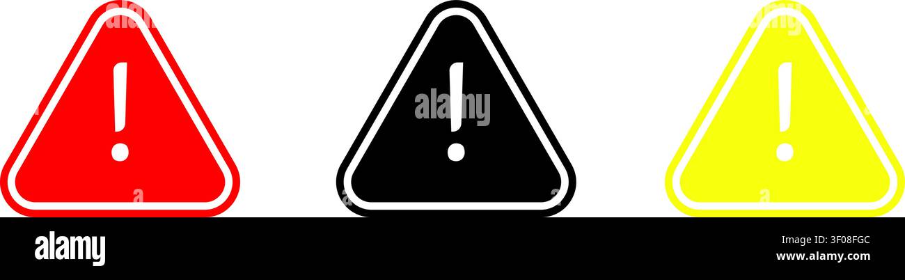 Warning signs icons, caution symbols Stock Vector