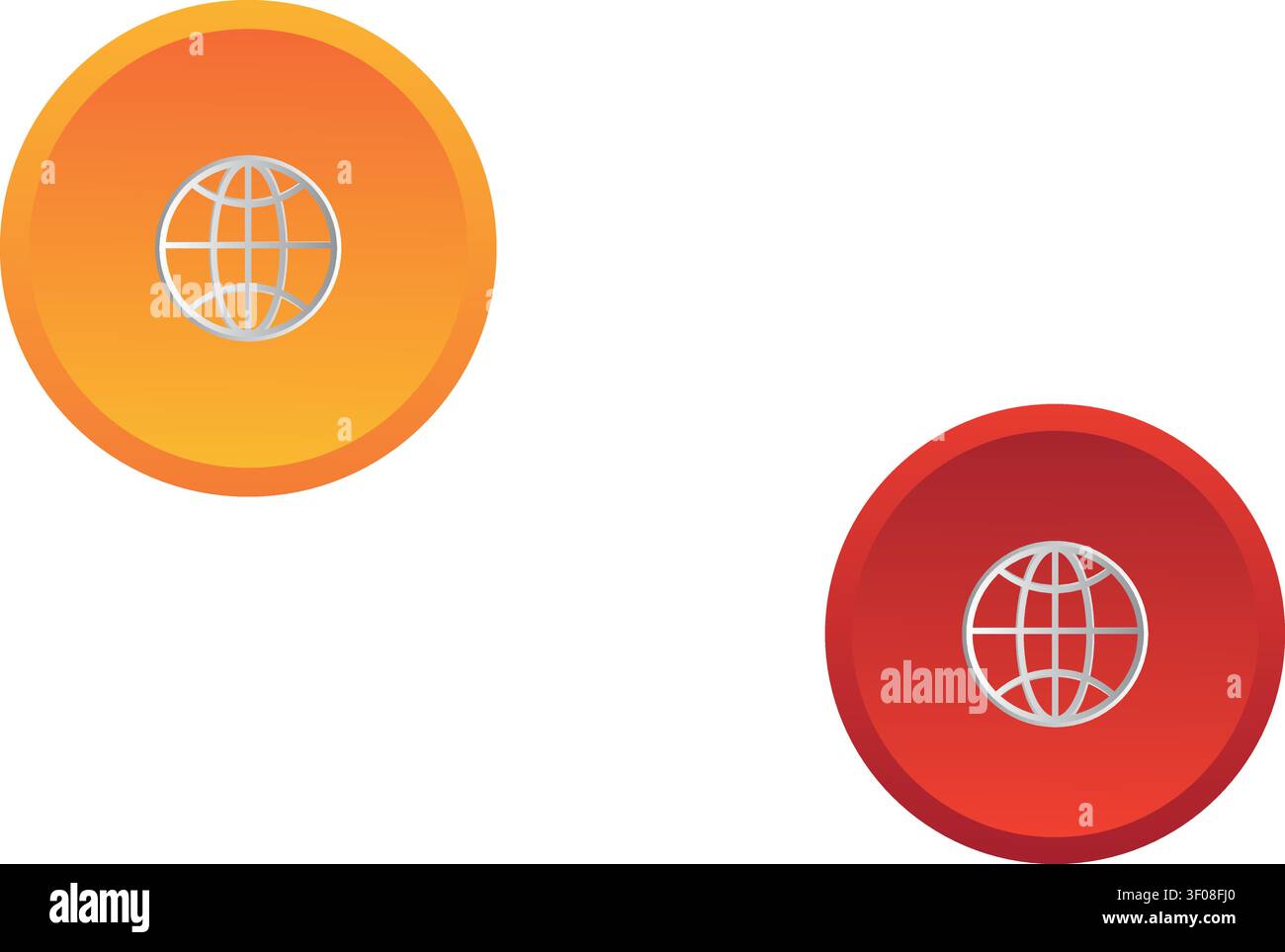 Globe icons on colored circles Stock Vector